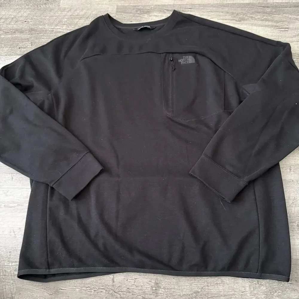 The North Face Sweatshirt Men XXL Black Crewneck Never Stop Exploring Zip Pocket